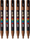 Verfstift Posca PC3M F bruin | 6 stuks