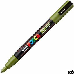 Verfstift Posca PC3M F kaki | 6 stuks