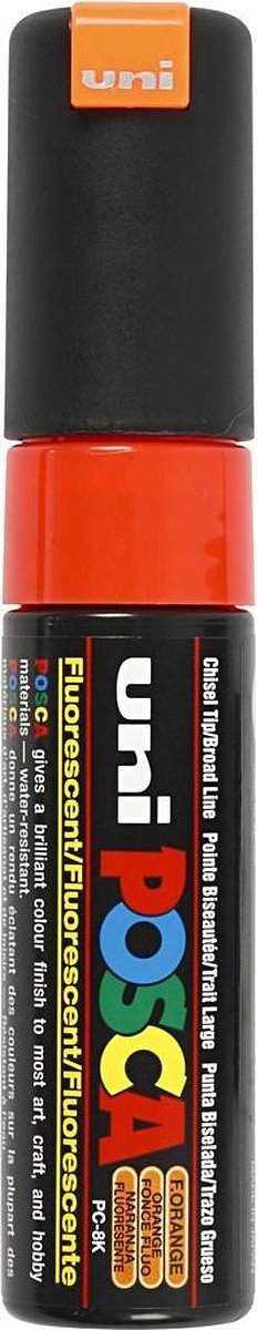 Verfstift posca pc8k b schuin fluor oranje