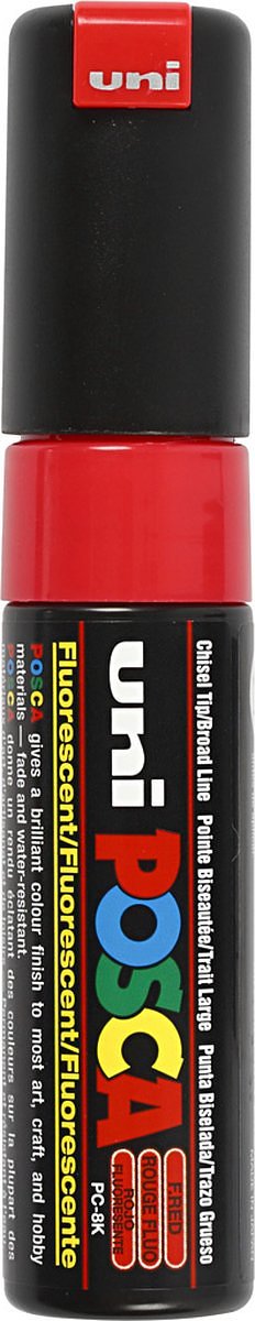 Verfstift posca pc8k b schuin fluor rood