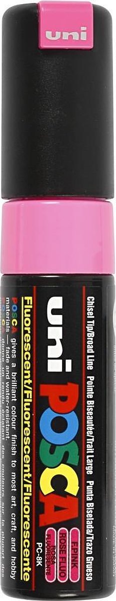 Verfstift posca pc8k b schuin fluor roze
