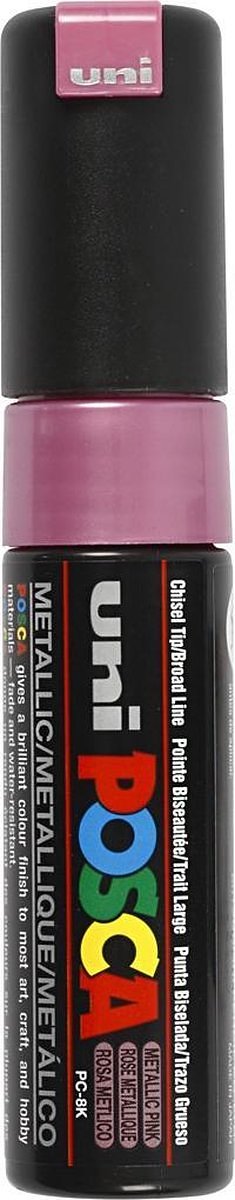 Verfstift posca pc8k b schuin metallic roze