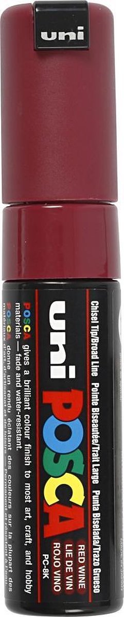 Verfstift posca pc8k b schuin wijnrood
