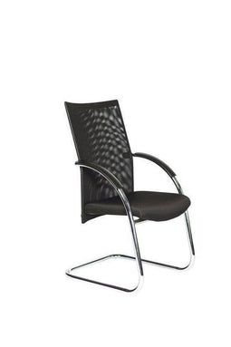 Vergaderstoel - 090 stoel zit zwa rugl zwa mesh onderst chr