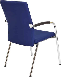 Vergaderstoel F240 4-poots met chrome onderstel in blauwe stof