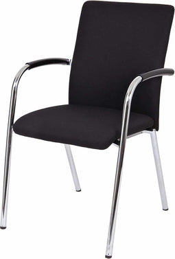 Vergaderstoel F240 4-poots met chrome onderstel in zwarte stof