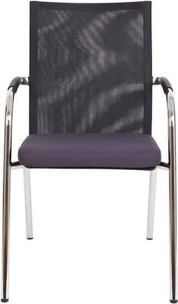 Vergaderstoel F260 4-poots frame met zwarte rug mesh en grijze zitting