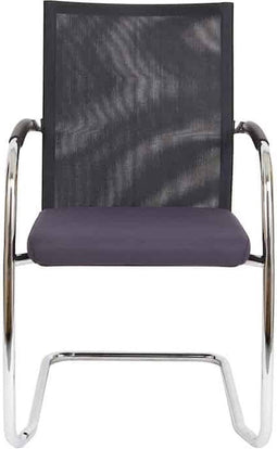 Vergaderstoel F260 slede frame met zwarte rug mesh en grijze zitting