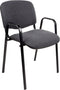 Vergaderstoel of conferentiestoel basic chroom frame met armleuningen zwart kunstleer