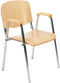 Vergaderstoel of conferentiestoel basic chroom frame met armleuningen hout