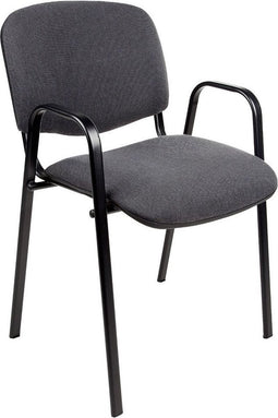 Vergaderstoel of conferentiestoel basic zwart frame met armleuningen Helblauw stof