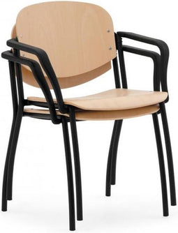 Vergaderstoel Ruby kleur Houtkleur materiaal Hout Zonder armleuningen framekleur Zwart (RAL9011)