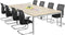 Vergadertafel 12 personen Kubus breed 320CM diep 160CM bladkleur Logan eiken framekleur Wit (RAL9010)
