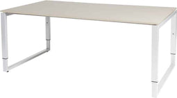 Vergadertafel - Verstelbaar - 180x100 Eiken - wit frame