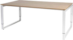Vergadertafel - Verstelbaar - 180x100 Havana Kersen - wit frame