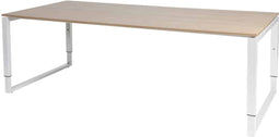 Vergadertafel - Verstelbaar - 220x100 Havana Kersen - wit frame