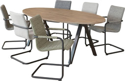 Vergadertafel Victory 220x110cm frame Aluminium (RAL9006) blad Ahorn