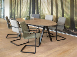 Vergadertafel Victory 220x110cm frame Aluminium (RAL9006) blad Antraciet eiken