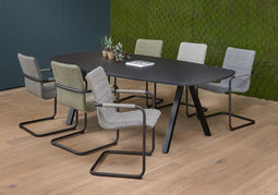 Vergadertafel Victory Deens Ovaal 240x120cm frame Wit (RAL9010) blad Wit
