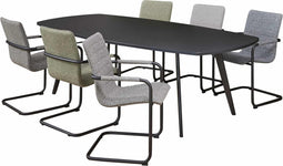 Vergadertafel Victory Deens Ovaal 4-poots 240x120cm frame Aluminium (RAL9006) blad Zwart Mat (anti fingerprint)