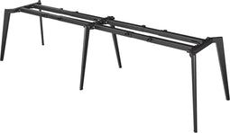 Vergadertafel Victory ellips 420x120 cm op 3 poten frame Aluminium (RAL9006) blad Halifax Eiken