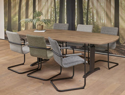 Vergadertafel Work Deens Ovaal 240x120cm frame Antraciet (Ral 7016) blad Wit