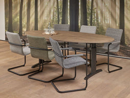 Vergadertafel Work ellips 220x110cm frame Wit (RAL9010) blad Antraciet eiken