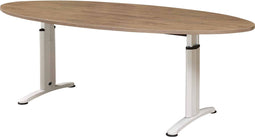Vergadertafel Work ellips 220x110cm frame Wit (RAL9010) blad Havanna