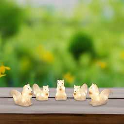 Verlicht Kerstfiguur voor binnen en buiten - 5 eekhoorns - 40 LEDs - Warm wit - Dimbaar - 12 cm hoog - Kerstdecoratie