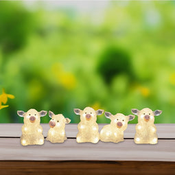 Verlicht kerstfiguur voor binnen en buiten - 5 witte varkentjes - 12 cm hoog - Kerstdecoratie