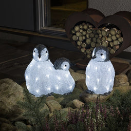 Verlicht Kerstfiguur voor binnen en buiten - Pinguïn familie - 48 LEDs - 50 cm breedte - Kerstdecoratie