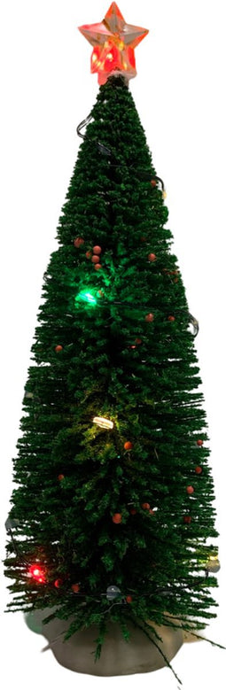 Verlichte Dennenboom Met Ster