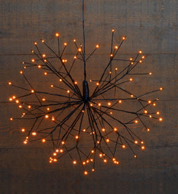 Verlichte figuren hangdecoratie lichtbol/decoratie bol zwart met warm wit licht 45 cm - Lichtbollen/vuurwerk bollen