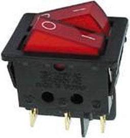 VERMOGEN ROCKERSCHAKELAAR 10A-250V DPST ON-OFF - MET ROOD NEONLAMPJE (R900)