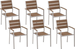 VERNIO - Tuinstoel set van 6 - Lichte houtkleur - Kunsthout