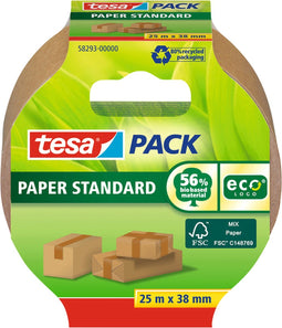 Verpakkingstape Tesa 58293 eco papier FSC 38mmx25m bruin | 8 stuks