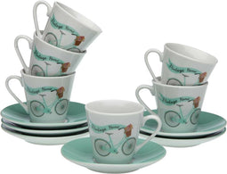 Versa Set Van Koffiekopjes Versa Fiets 6 Stuks Porselein