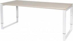 Verstelbaar Bureau - Domino Plus 180x80 Eiken - wit frame