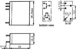 VERTICAAL RELAIS 10A/30VDC-220VAC 1 x WISSEL 24Vdc (VR10V241C)