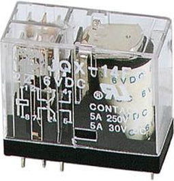 VERTICAAL RELAIS 5A/30VDC-220VAC 2 x WISSEL 6Vdc (VR5V062CN)