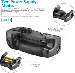 Verticale battery grip - geschikt voor Nikon D7100/D7200 - werkt met EN-EL15 of AA batterijen
