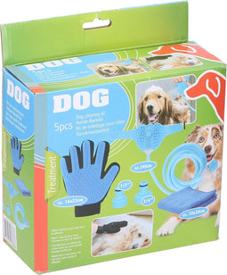 Verzorgingsset - hond - 5-delig - wassen, borstelen en masseren