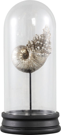 PTMD Lisse Stolp Schelp Beeld - H29 x Ø14 cm - Zilver - Glas