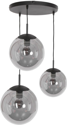 Steinhauer Bollique - hanglamp - 3 glazen bollen - zwart - Ø 40cm - E27 - 3123ZW