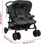 vidaXL - Tweelingkinderwagen - staal - donkergrijs