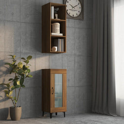vidaXL Wandkast - 34,5x32,5x90 cm - bewerkt hout - bruin eikenkleur