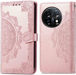 iMoshion Hoesje Geschikt voor OnePlus 11 Hoesje Met Pasjeshouder - iMoshion Mandala Bookcase - Rosé Goud