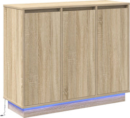 vidaXL - Dressoir - met - LED - in - Sonoma - Eiken - 90x32x75 - cm - van - Bewerkt - Hout