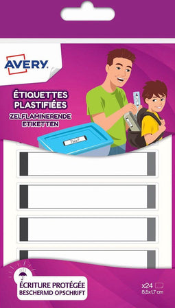 Geplastificeerd etiket Avery - grijs - 24 etiketten 86x17mm