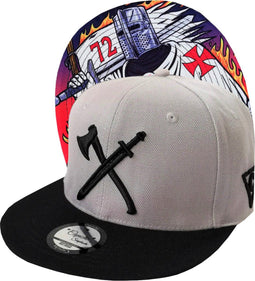 Capiche® Snapback Pet Heren – Knight Templar – Grijs & Zwart – Verstelbaar met Druksluiting – Sportcap – Baseball Cap – Mannen Cap – Warrior Pet